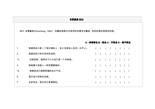 自尊量表SES