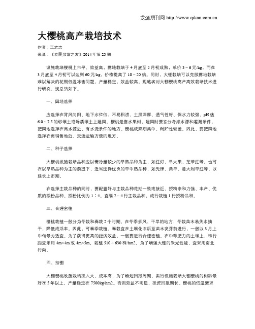 大樱桃高产栽培技术