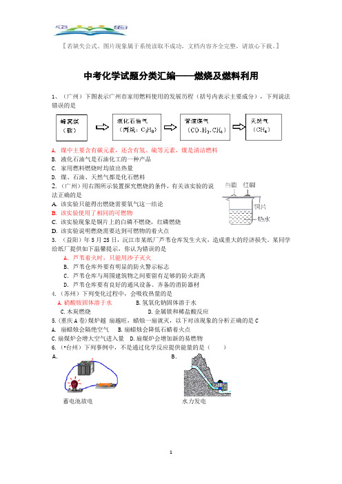 中考化学试题分类汇编——燃烧及燃料利用.docx