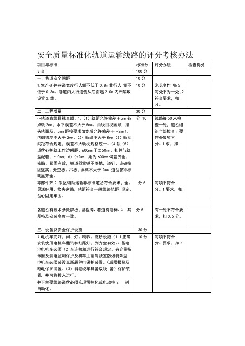 安全质量标准化示范运输线路标准及检查评分办法