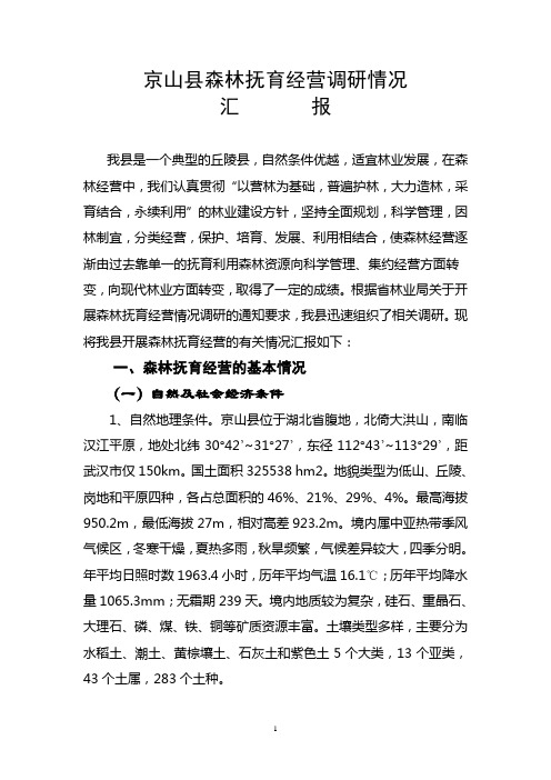 京山县森林抚育经营调研情况汇报