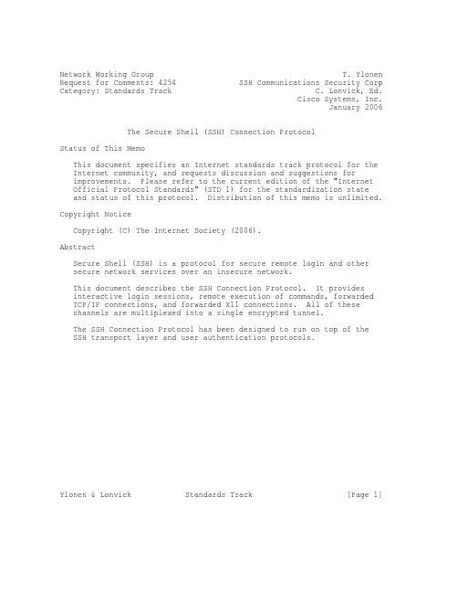 rfc4254.The Secure Shell (SSH) Connection Protocol