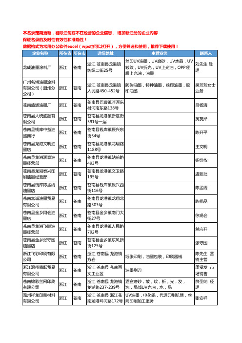 2020新版浙江省苍南油墨工商企业公司名录名单黄页联系方式大全32家
