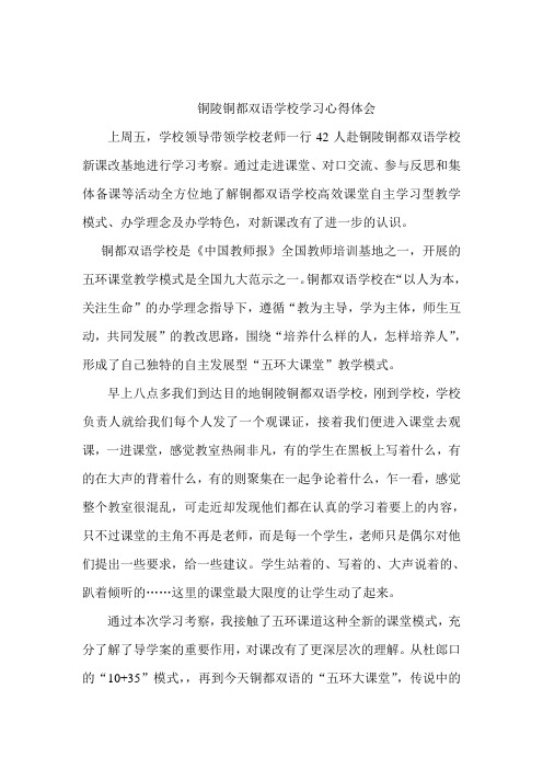 铜陵铜都双语学校学习心得体会陈静