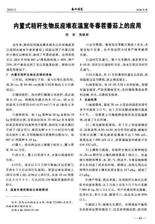 内置式秸秆生物反应堆在温室冬春茬番茄上的应用