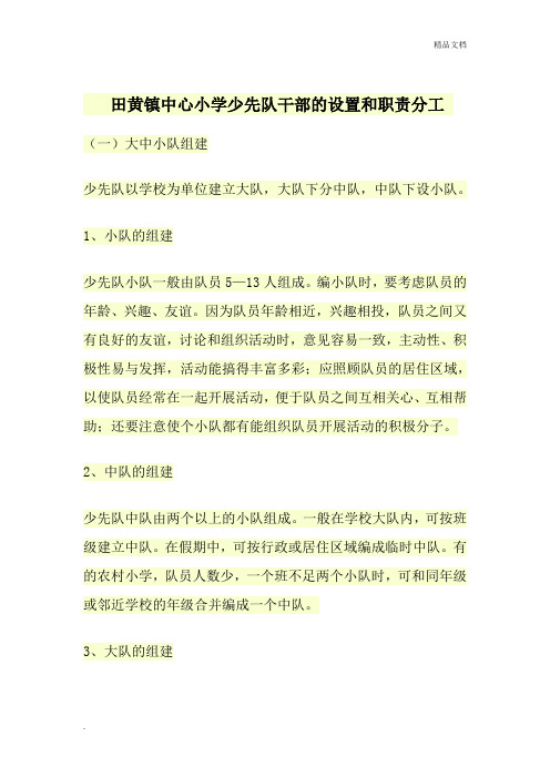 少先队干部的设置和职责分工