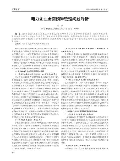 电力企业全面预算管理问题浅析
