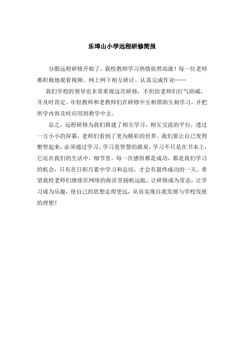 乐埠山小学远程研修简报