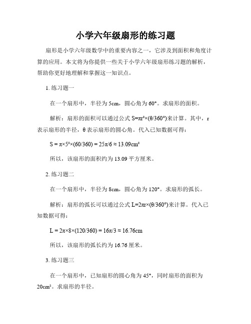 小学六年级扇形的练习题