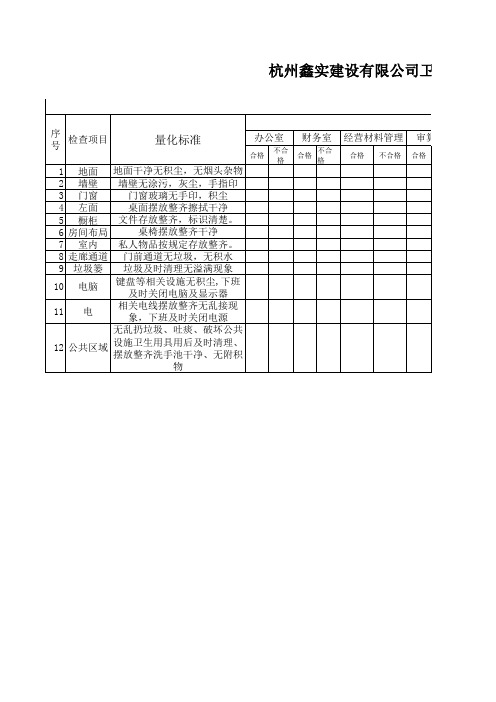 公司环境卫生检查表