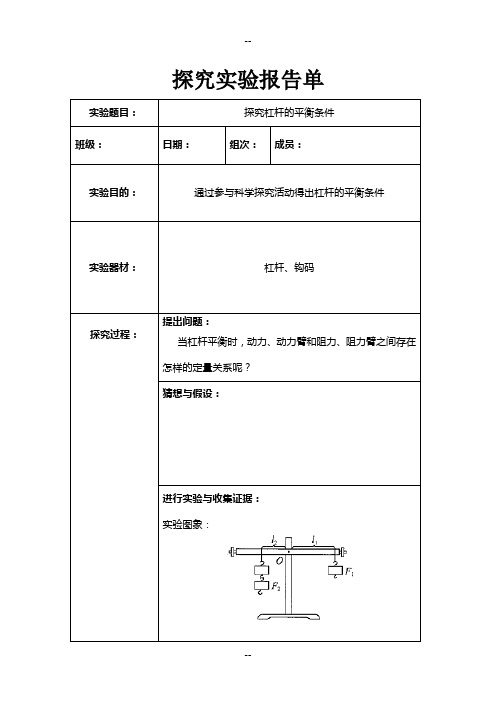 探究杠杆的平衡条件实验报告单