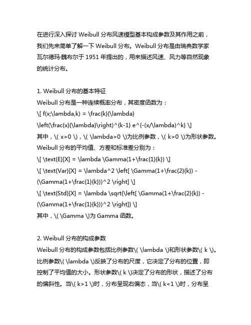 weibull分布风速模型基本构成参数及其作用。
