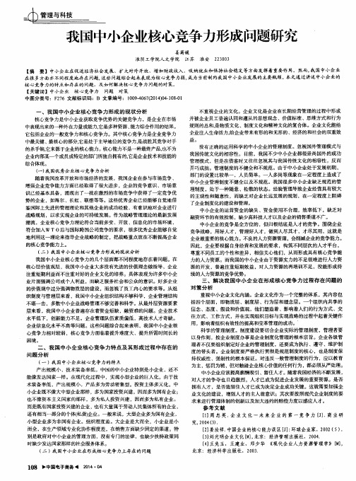 我国中小企业核心竞争力形成问题研究