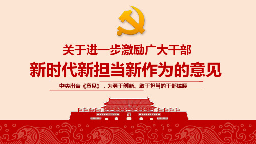 关于进一步激励广大干部新时代新担当新作为的意见学习解读