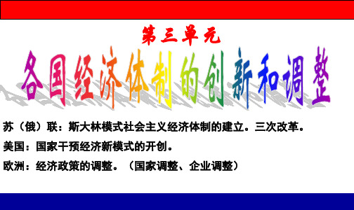 各国经济体制的创新和调整