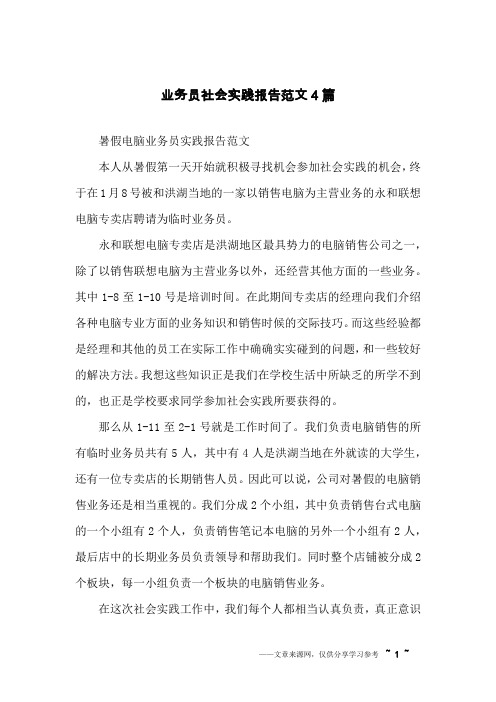 业务员社会实践报告范文4篇
