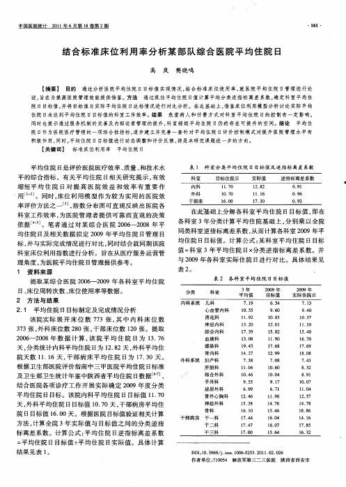 结合标准床位利用率分析某部队综合医院平均住院日