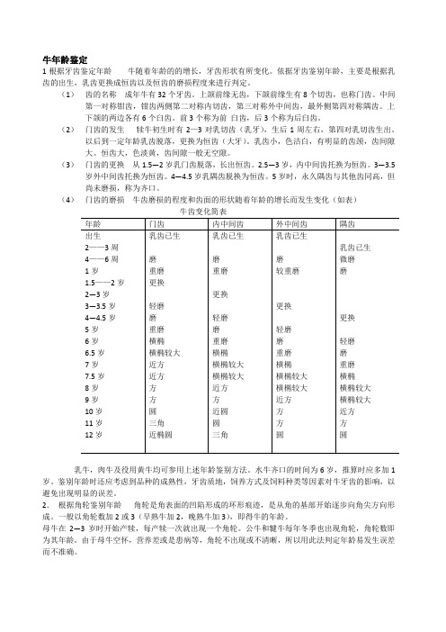 牛羊的年龄鉴定技术