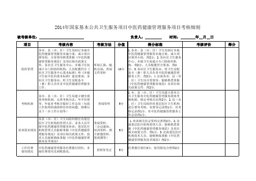 公卫中医药考核细则