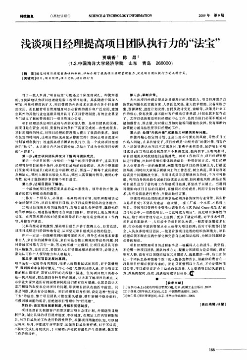 浅谈项目经理提高项目团队执行力的“法宝”