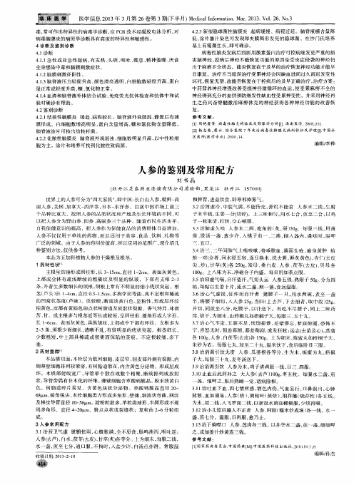 人参的鉴别及常用配方