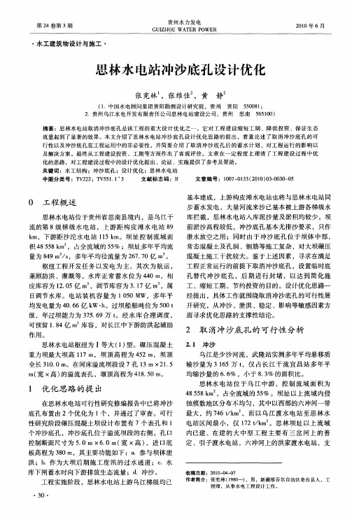 思林水电站冲沙底孔设计优化