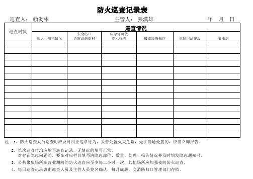 防火检查巡查记录表