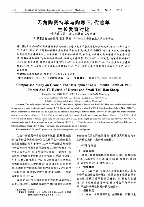 无角陶赛特羊与陶寒F2代羔羊生长发育对比