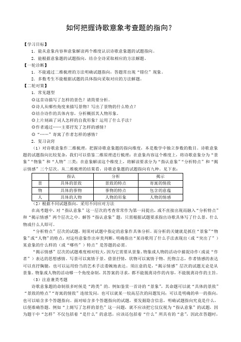 如何把握诗歌意象考查题的指向