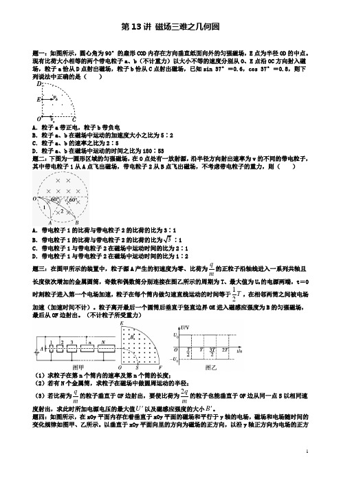 高考物理第二轮复习磁场三难之几何圆课后练习