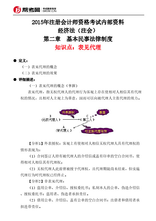 第二章 基本民事法律制度-表见代理