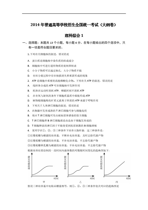 2014高考广西(大纲卷)理综高考试题pdf