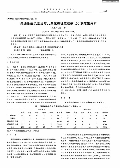 夫西地酸乳膏治疗儿童化脓性皮肤病130例效果分析