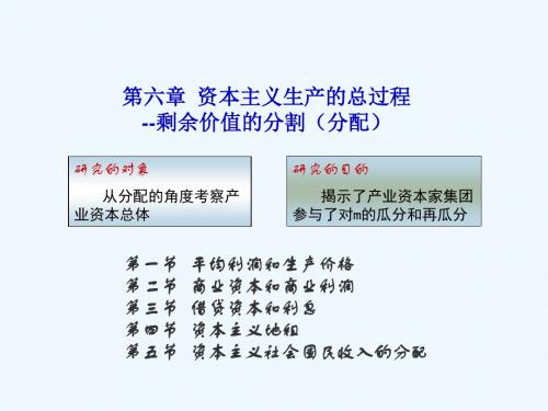 6-1第六章第1节平均利润的形成分析