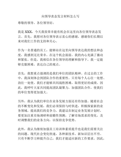 向领导表态发言材料怎么写
