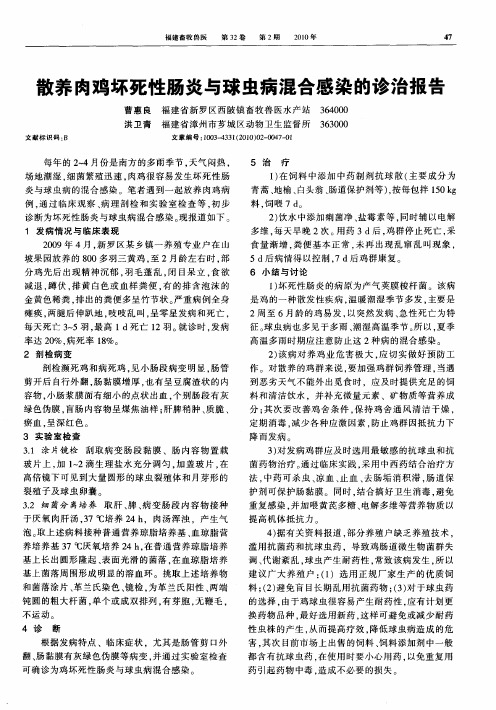 散养肉鸡坏死性肠炎与球虫病混合感染的诊治报告