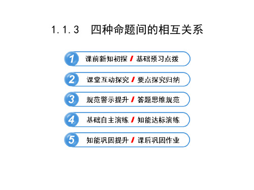 高二数学人教A版选修2-1课件：1.1.3四种命题间的相互关系(共52张) 