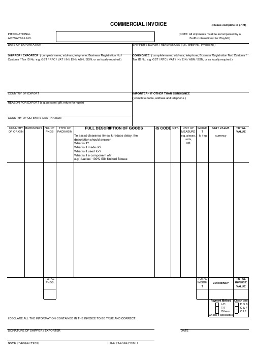 COMMERCIAL INVOICE