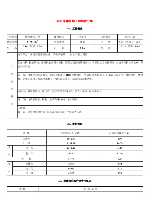 宁波市某体育馆工程造价分析