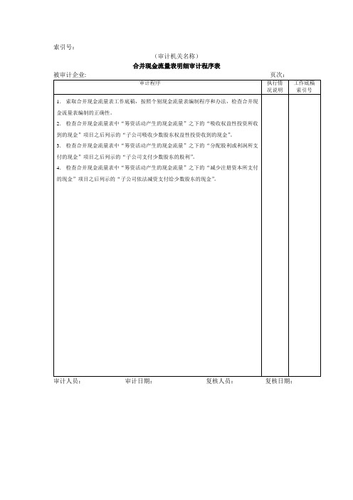 合并现金流量表明细审计程序表@