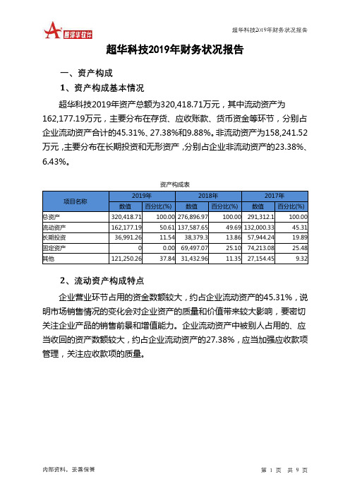 超华科技2019年财务状况报告