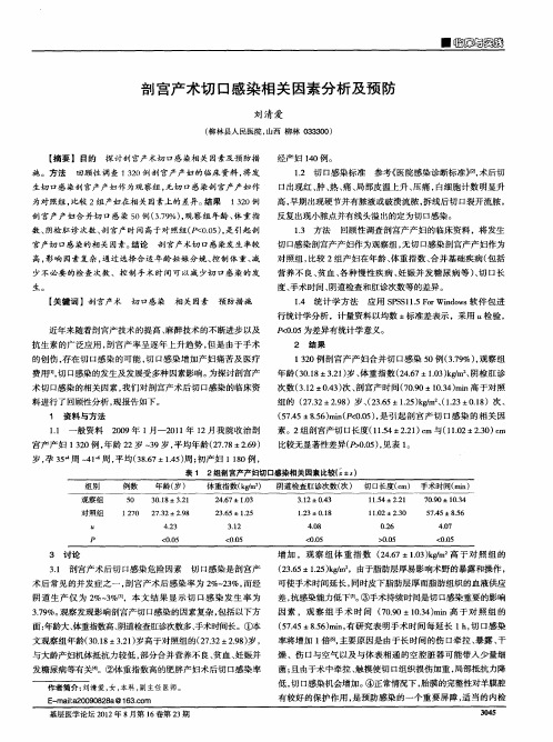 剖宫产术切口感染相关因素分析及预防