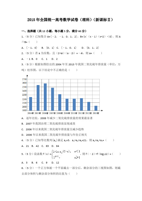 2015年全国统一高考数学试卷(理科)(新课标ⅱ)