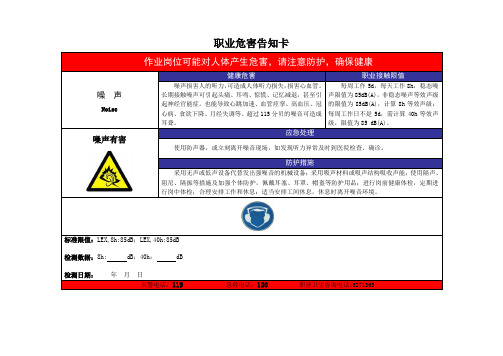 电焊烟尘、噪声告知卡2