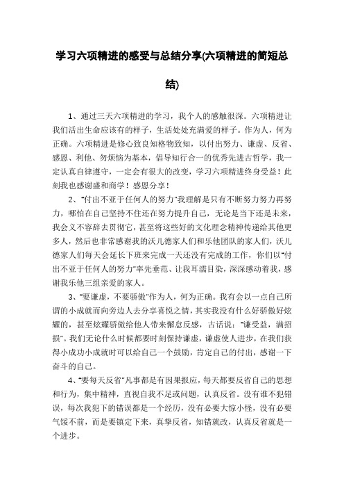学习六项精进的感受与总结分享(六项精进的简短总结)