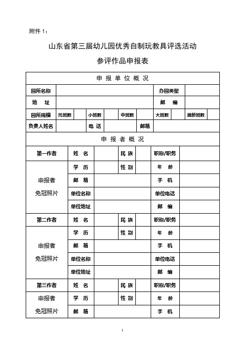 自制教玩具申报表