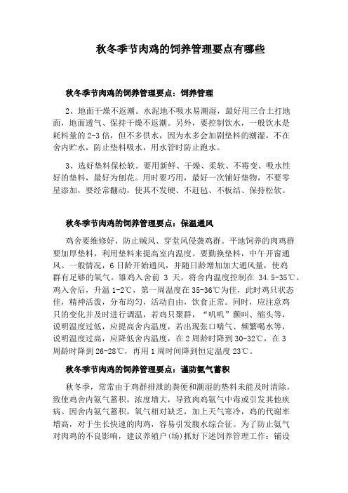秋冬季节肉鸡的饲养管理要点有哪些