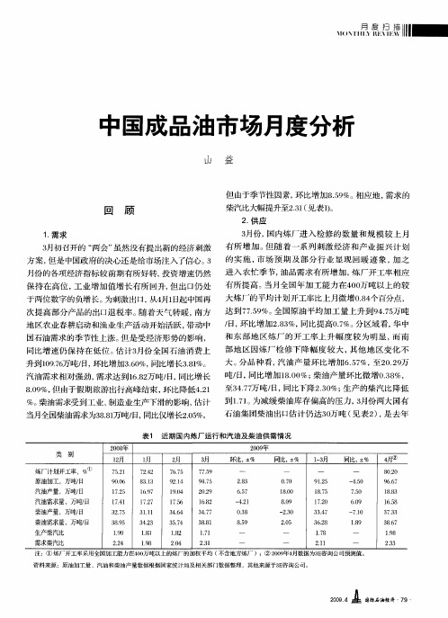 中国成品油市场月度分析