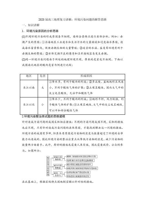 2020届高三地理复习讲解：环境污染问题的解答思路