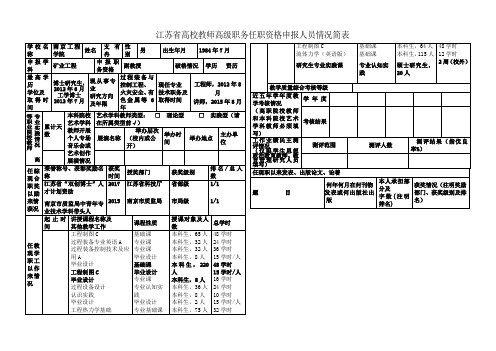 江苏省高校教师高级职务任职资格申报人员情况简表[004]